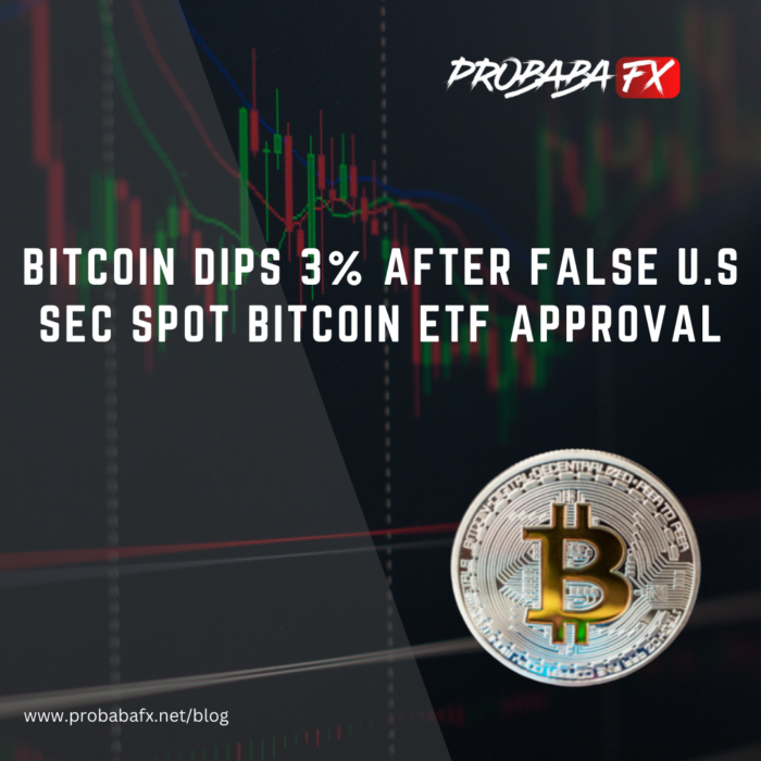 After a fake U.S. SEC Spot Bitcoin ETF clearance, the price of bitcoin fell 3%.